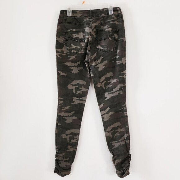 Bad Ass Distressed Skinny Army Pants Studded Pockets and Ruched Hem Size 0 b14 - Picture 6 of 7
